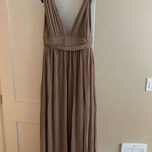 Lulu’s Heavenly Hues Taupe maxi dress